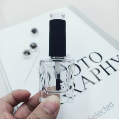 2020 new products 5ml 8ml 10ml 12ml 15ml clear flat rectangle empty uv gel nail polish glass bottle with black brush