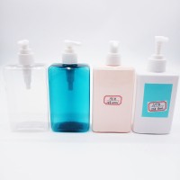 300ml square plastic hair shampoo bottle/ shower lotion container with dispenser pump plastic